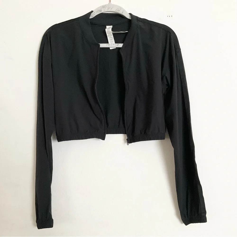 Alo Yoga Cropped Breezy Full-Zip Cover Up Black XS
